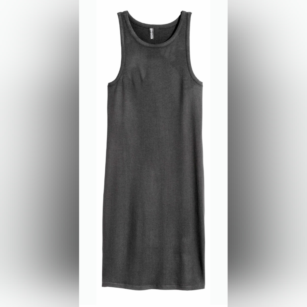 H&M Girls' (Size 8-10) Black Lightweight Ribbed Sleeveless Jersey Dress